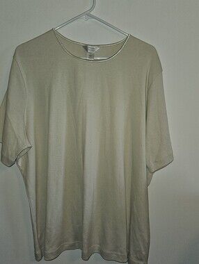 CJ Banks Simple Crewneck T-Shirt in Cream 2X NWT